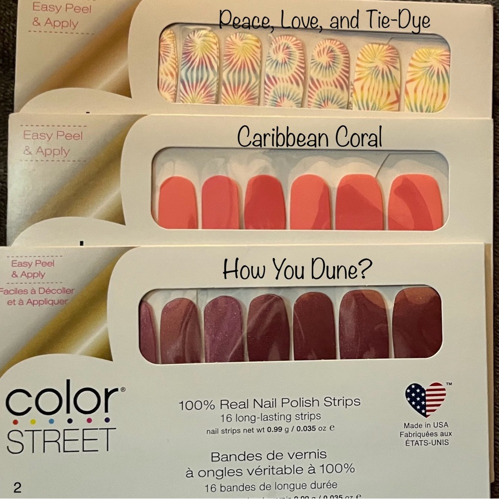 NWT 3 Retired Color Street Nail Polish Strips!